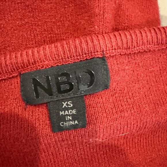 NBD Yael Cut Out Dress Sexy Open Back Deep Red Stretch Knit Size XS - Picture 6 of 11